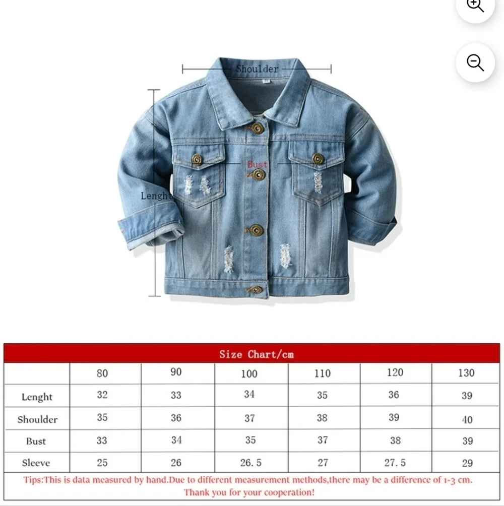 NWT Kids Distressed Denim Jacket Size 4T